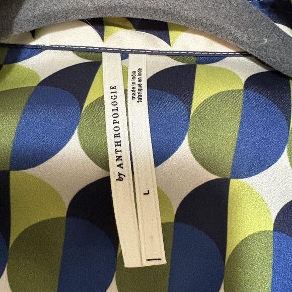 Anthropologie Shirt Womens Large Multicolor Geometric Button Up 3/4 Sleeve Top - Picture 5 of 7